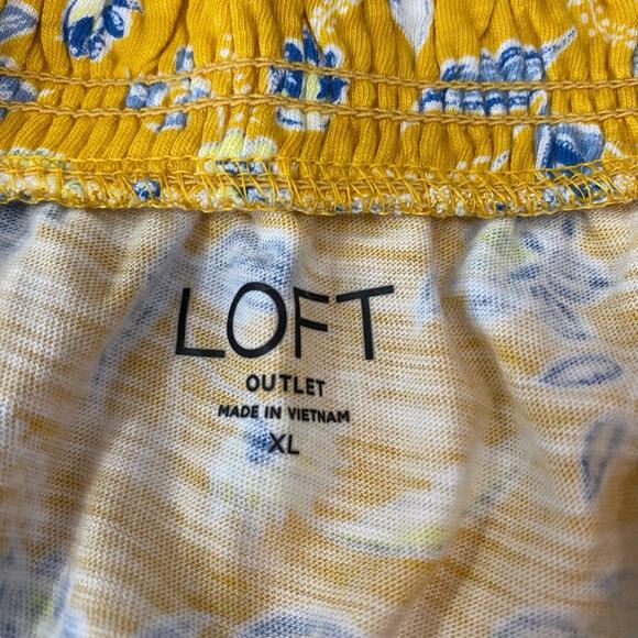 Loft Yellow Smocked Pullover Tank Floral Sleeveless NEW Shirt Womens size XL - Picture 5 of 11